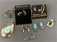 Group sterling silver jewelry - Native American,