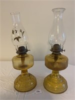 (2) Oil Lamps-Yellow Base