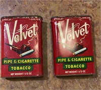 Vintage Velvet Pipe and Cigarette Tobacco Tins