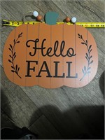 Hello fall would hanging sign