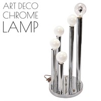 MCM ART DECO Chrome Tiered Lamp Flamingo Bulb