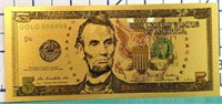 24K gold plated US banknote $5