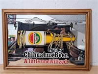 Framed Chihuahua Beer Bar Mirror Advertising