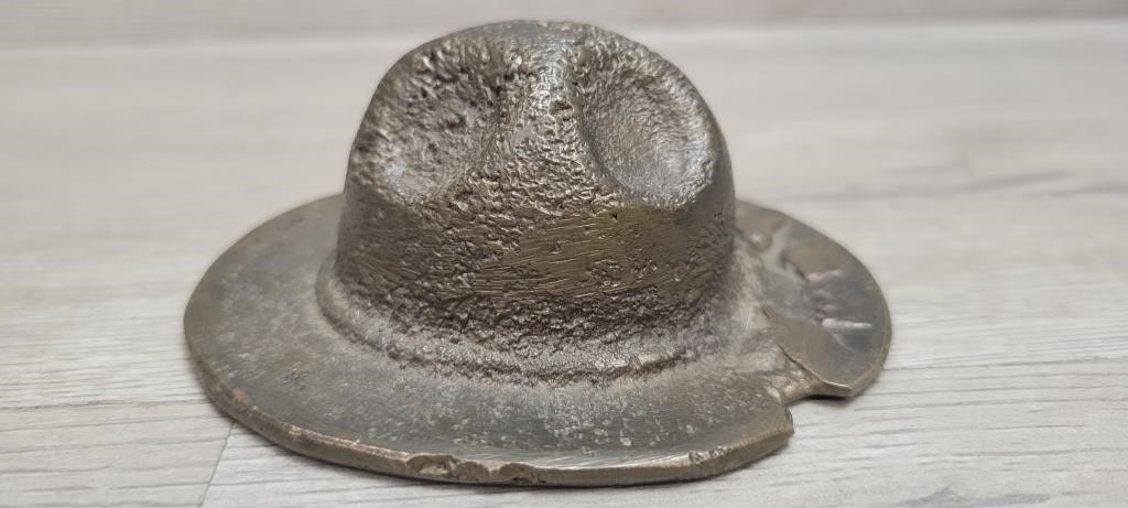 Brass WW1 Era Campaign Hat Paperweight