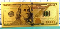 24K gold plated US banknote $100