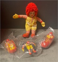 10” Ronald McD Plush Doll + 3 2004 Rubber Toys NIB