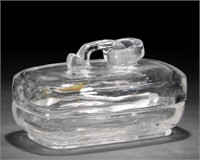A Chinese Carved Rock Crystal Box with Cover