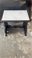 Walnut Eagle Carved Marble Top Side Table