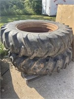 PAIR OF 15.9-38 TRACTOR TIRES AND RIMS