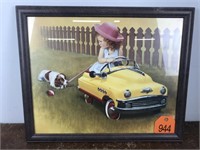 Framed Pedal Car Picture