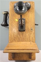Antique Oak Wall Telephone Phone