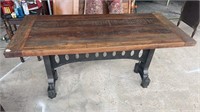 Officer Mess Industrial Kitchen Island w/ Wood Top