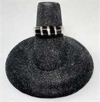 Unique Vintage Sterling Black Onyx Ring 4 Gr 5.75