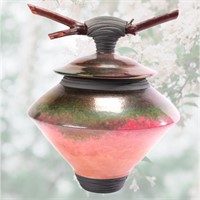 RICHARD SWANSON Art Pottery Lidded Vase Raku Glaze