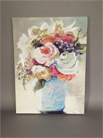 Canvas Painted Floral Wall Hanging