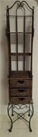 Wicker & Metal Shelf w/ 3 Drawer