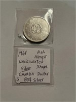 A.U. 1964 80% Silver Canada Dollar