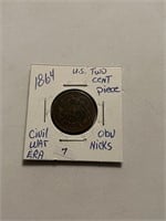 1864 Civil War Era U.S Two Cent Piece