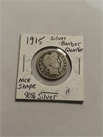 1915 90% Silver Barber Quarter