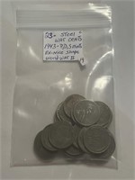 23 Steel War Cents 1943 P,D,S Mints WWII Coins