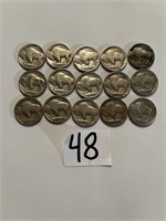 15 Buffalo Nickels 1920 to 1936