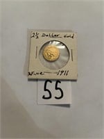 1911 2 1/2 Dollar Gold Coin Xfine