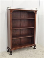ANTIQUE BOOKCASE WITH BRASS GALLERY TOP