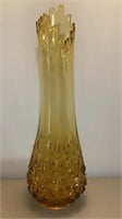 Vintage LE Smith Amber Diamond Point Swung Vase