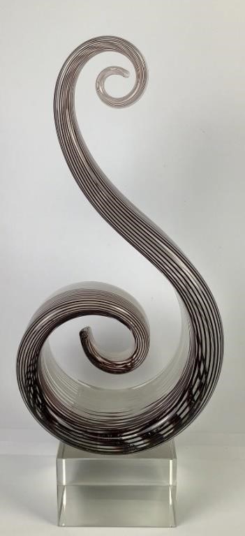 Hand Blown Swirl Art Glass Sculpture
