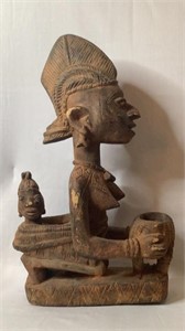 Vintage Yoruba Mother & Child Offering Bowl