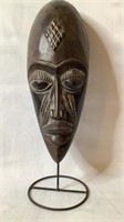 Carved African Tribal Mask On Stand