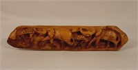 Hand Carved Wooden Elephant Mantle Piece