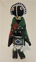Beaded African Ndebele Doll Green & Red Cape