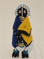 Beaded African Ndebele Doll Blue & Mustard Cape