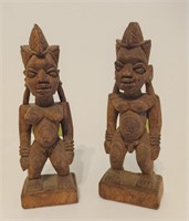 Tiki of Fire God & Goddess Wooden Carved Figurines