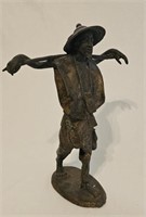 Lost Wax Bronze Statue of an African Sage Griot