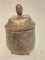 African Box Carved Wood Ritual Container Chokwe