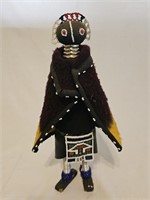 Beaded African Ndebele Doll Black & Yellow Cape