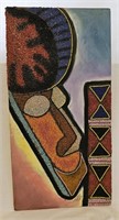 Original African Wood Wall Art with Glass Beads 4