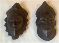 Carved African Female & Male Masks