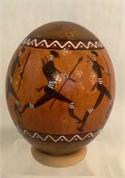 Painted African Ostrich Egg With Warriors