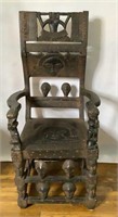 African Chokwe Carved Wood Chieftian's Chair