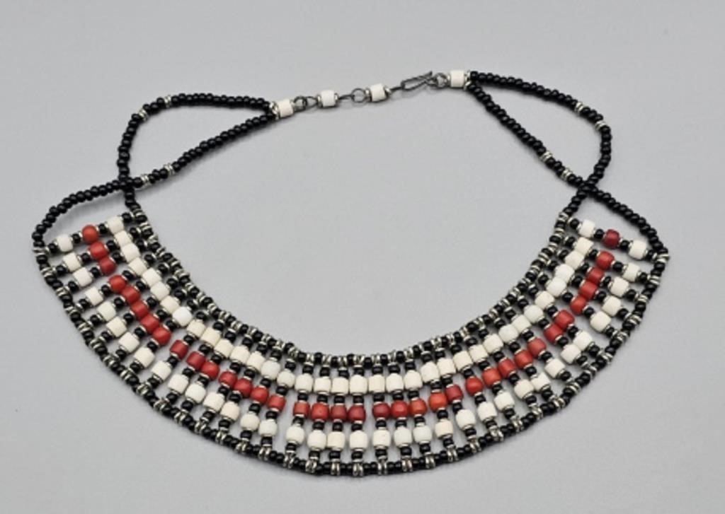 African Beaded Tribal Collar Necklace