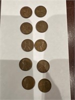 Lot of 10 wheat pennies
