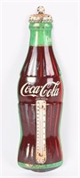 COCA COLA EMBOSSED TIN BOTTLE THERMOMETER