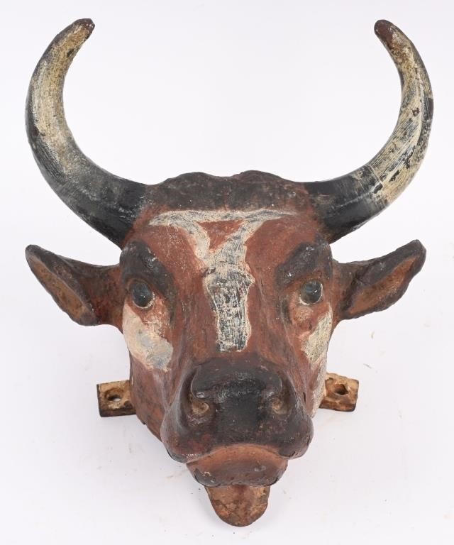 ANTIQUE CAST IRON STEER HEAD TRADE SIGN