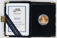 2010 AMERICAN GOLD EAGLE $10.00 1/4 OZ COIN PROOF