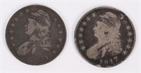 2- CAPPED BUST SILVER HALF DOLLARS 1817, 1824