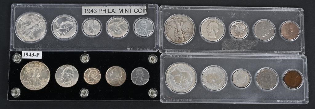 4- US MINT SETS, 1909, 1940, and 2-1943,