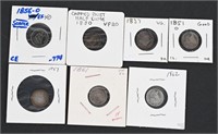 7- CAPPED BUST & SEATED LIBERTY SILVER HALF DIMES